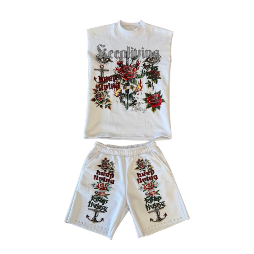 Living Rose 🥀 Shorts (White)