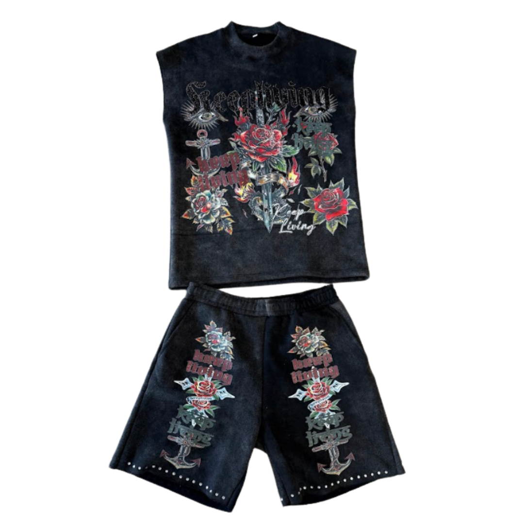 Living Rose 🥀 Shorts (Black)