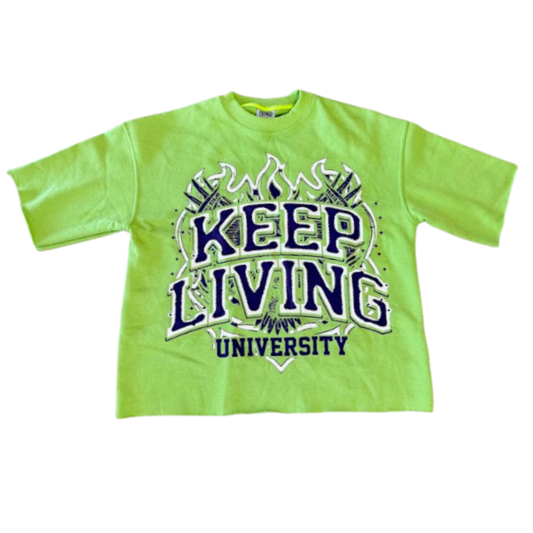 Flame University Top (Green/Purple)