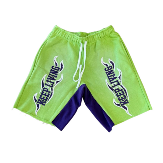 Flame University Shorts (Green/Purple)