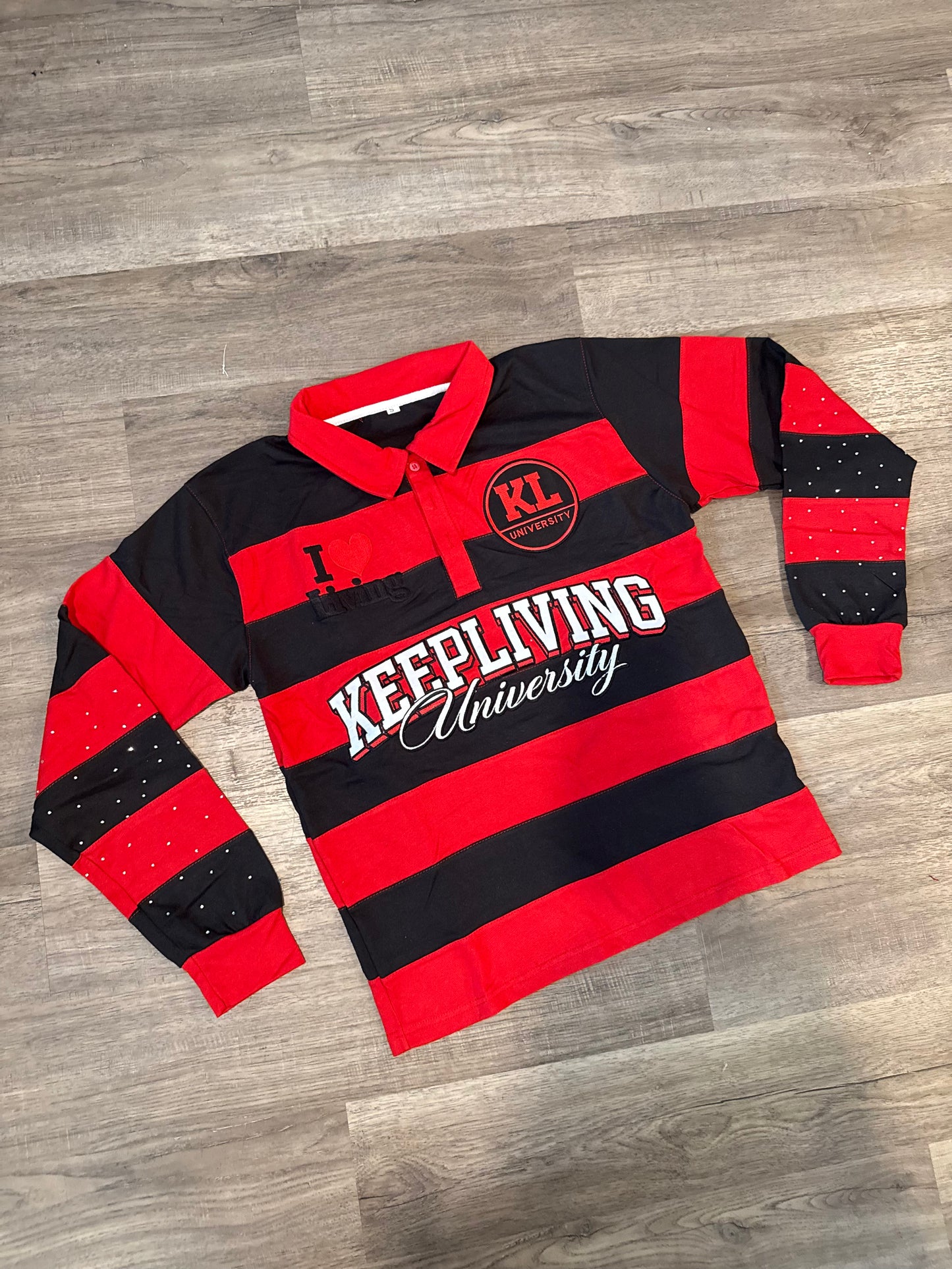 KL University “I ❤️ Living”  Rugby Polos (Black)
